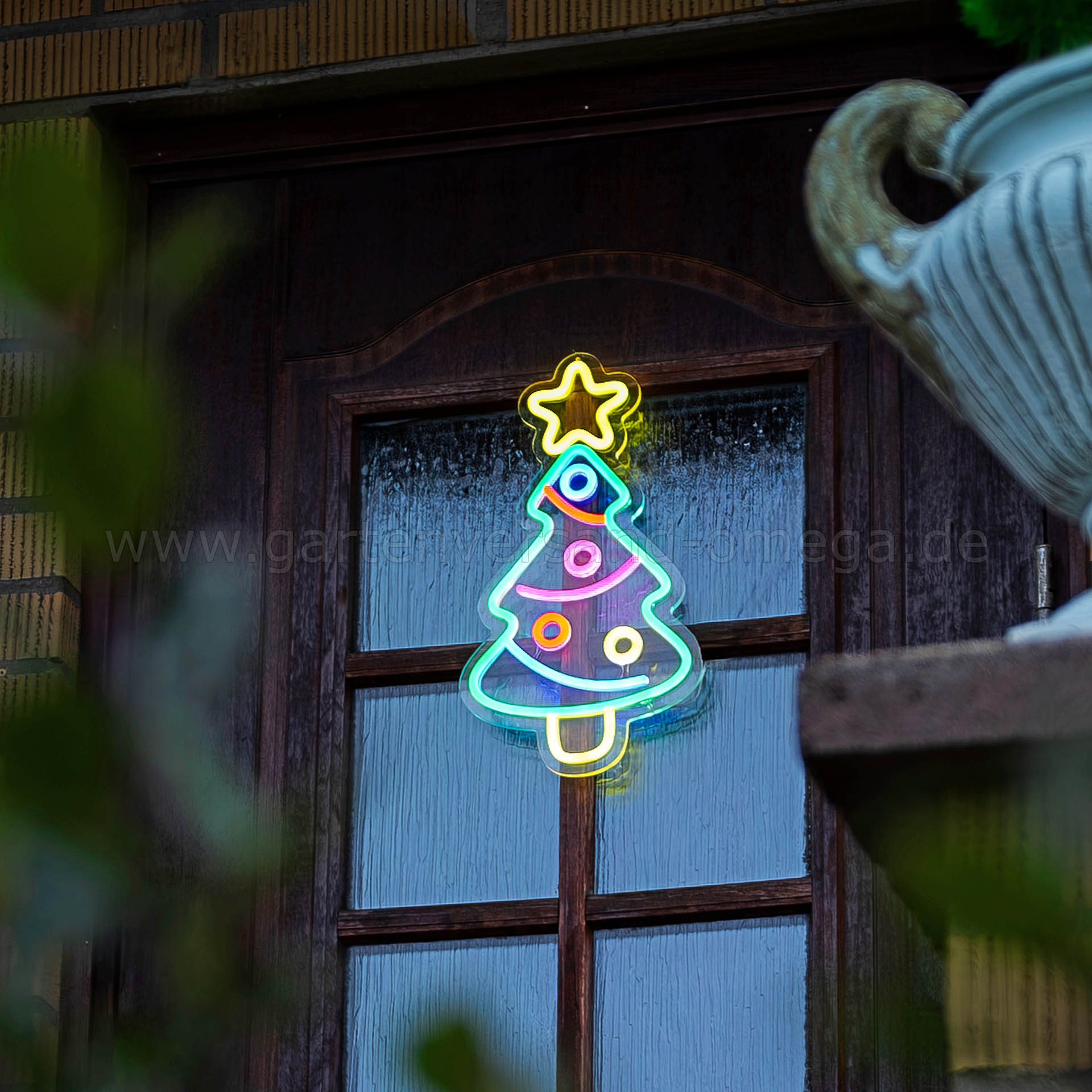 LED Dekoration Weihnachtsbaum mit Neoneffekt - Fensterdeko Weihnachten LED