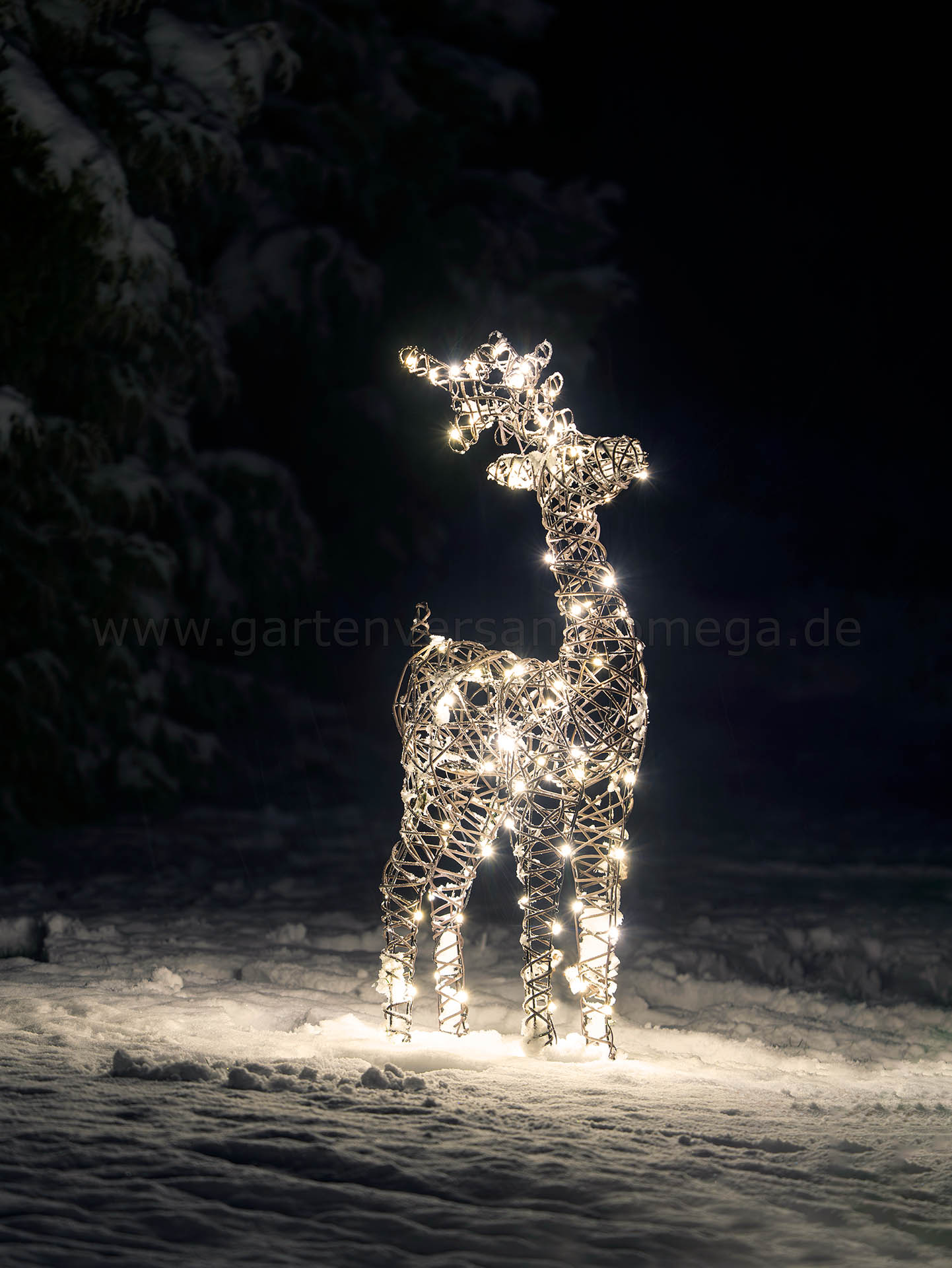 LED Polyrattan Rentier 88cm für Innen und Außen - LED Rentier warmweiß