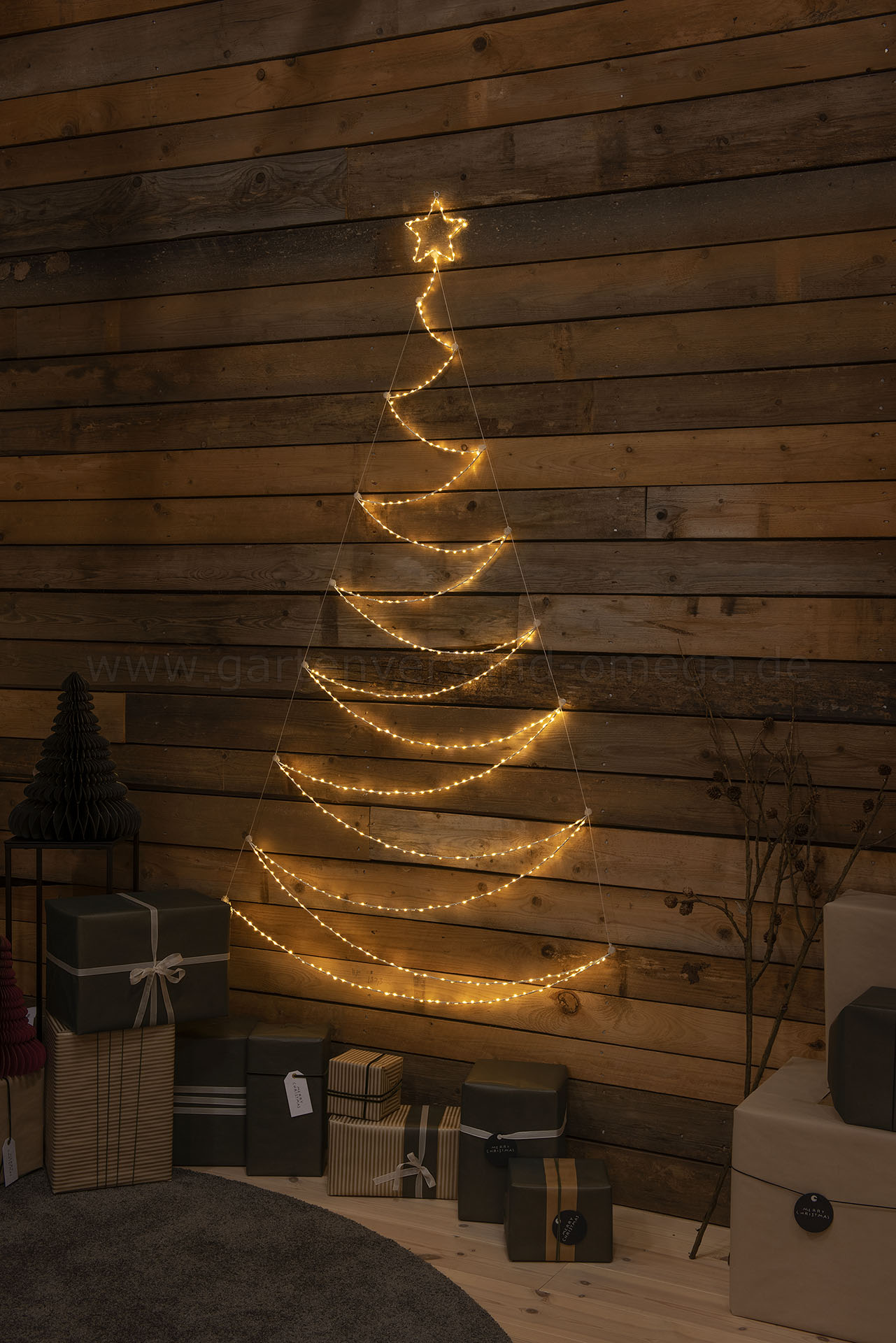 LED Metallsilhouette Weihnachtsbaum Weiß 180cm