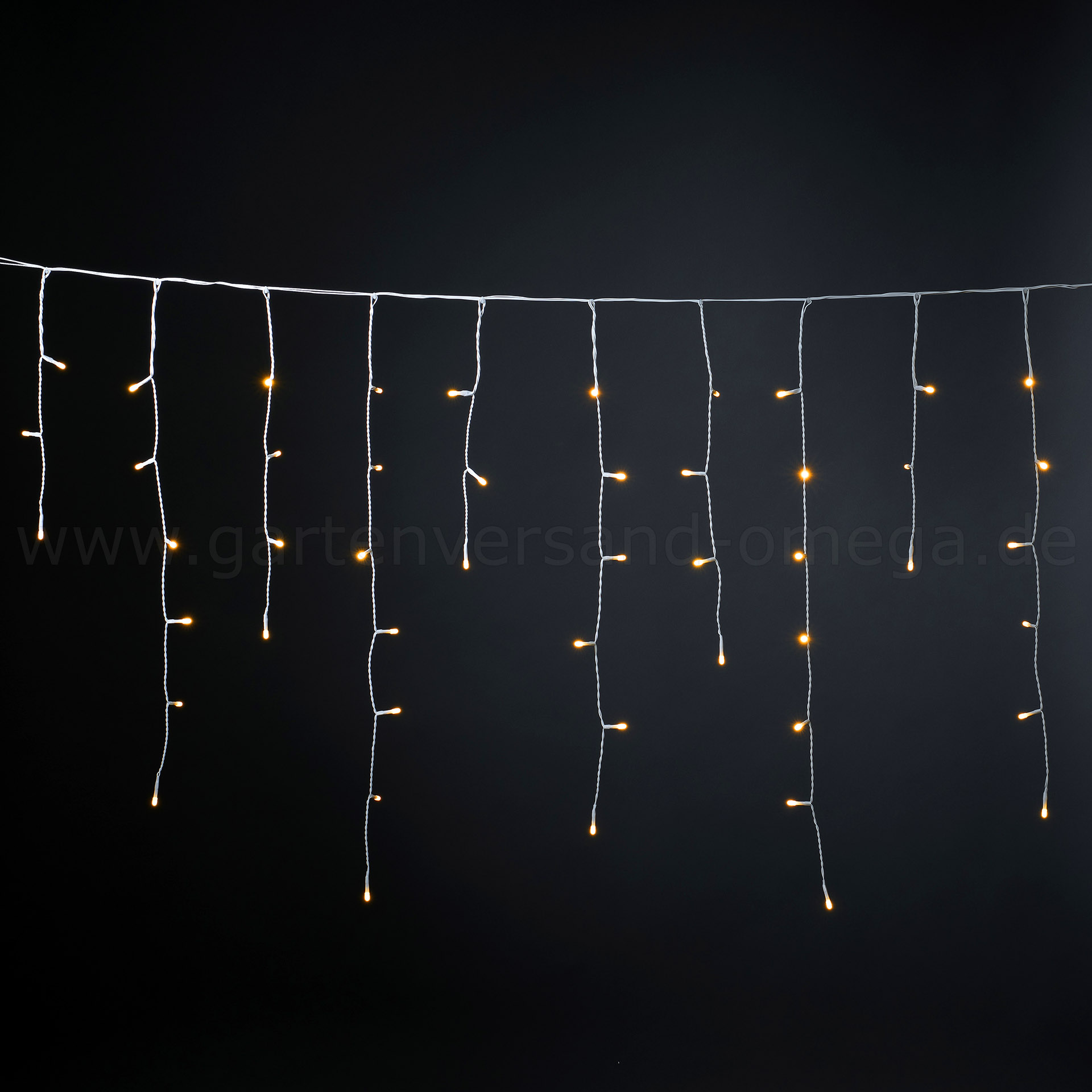 LED Eisregenvorhang gefrostet Bernsteinfarben - Lichterkettenvorhang