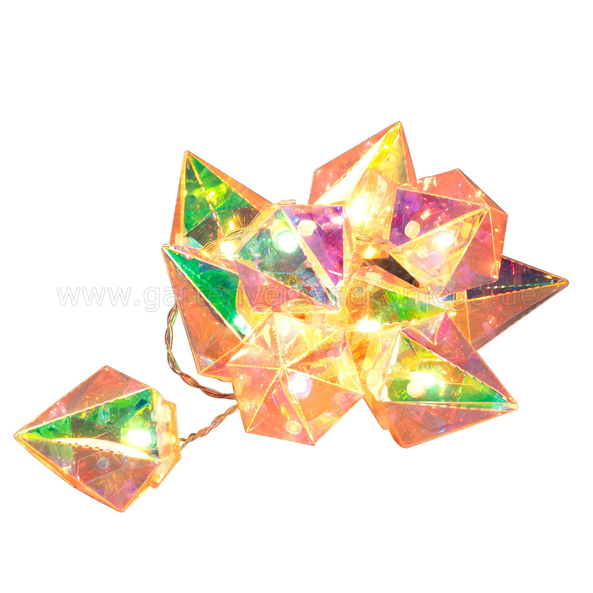 Dekolichterkette mit Diamantformen in Kristalloptik