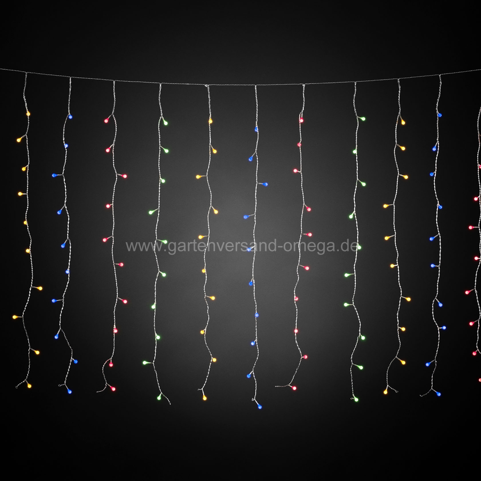 Bunter LED Lichtervorhang mit 200 Globe-LEDs