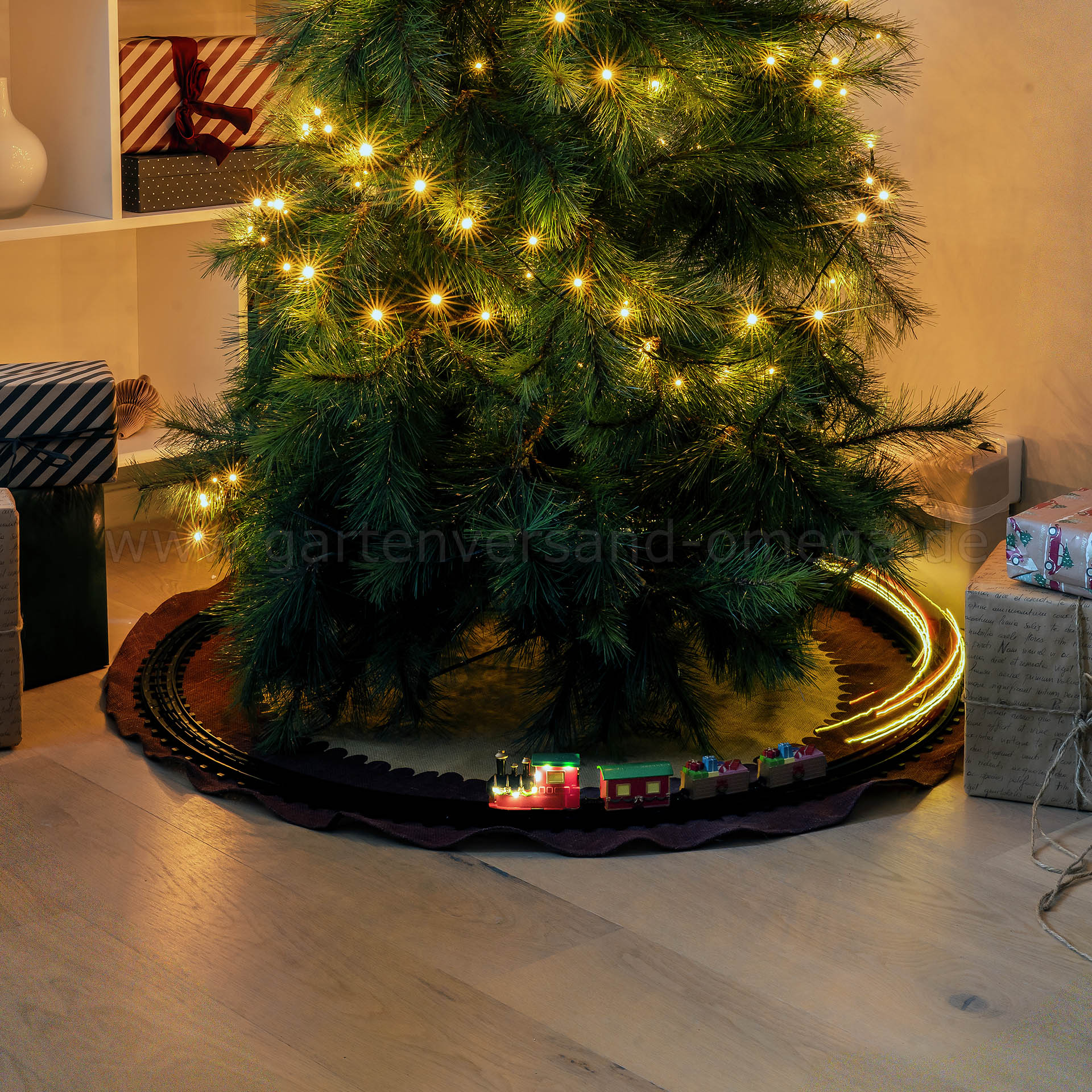 LED-Weihnachtseisenbahn 106cm mit Sound und Timer - LED Zug Weihnachtsbaum