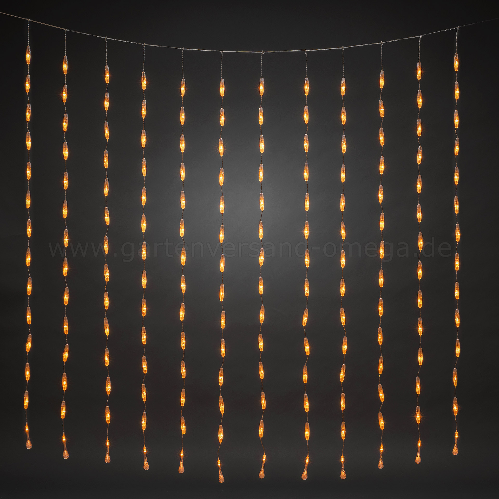 Bernsteinfarbener Lichtervorhang mit tropfenförmigen LEDs 400-flammig