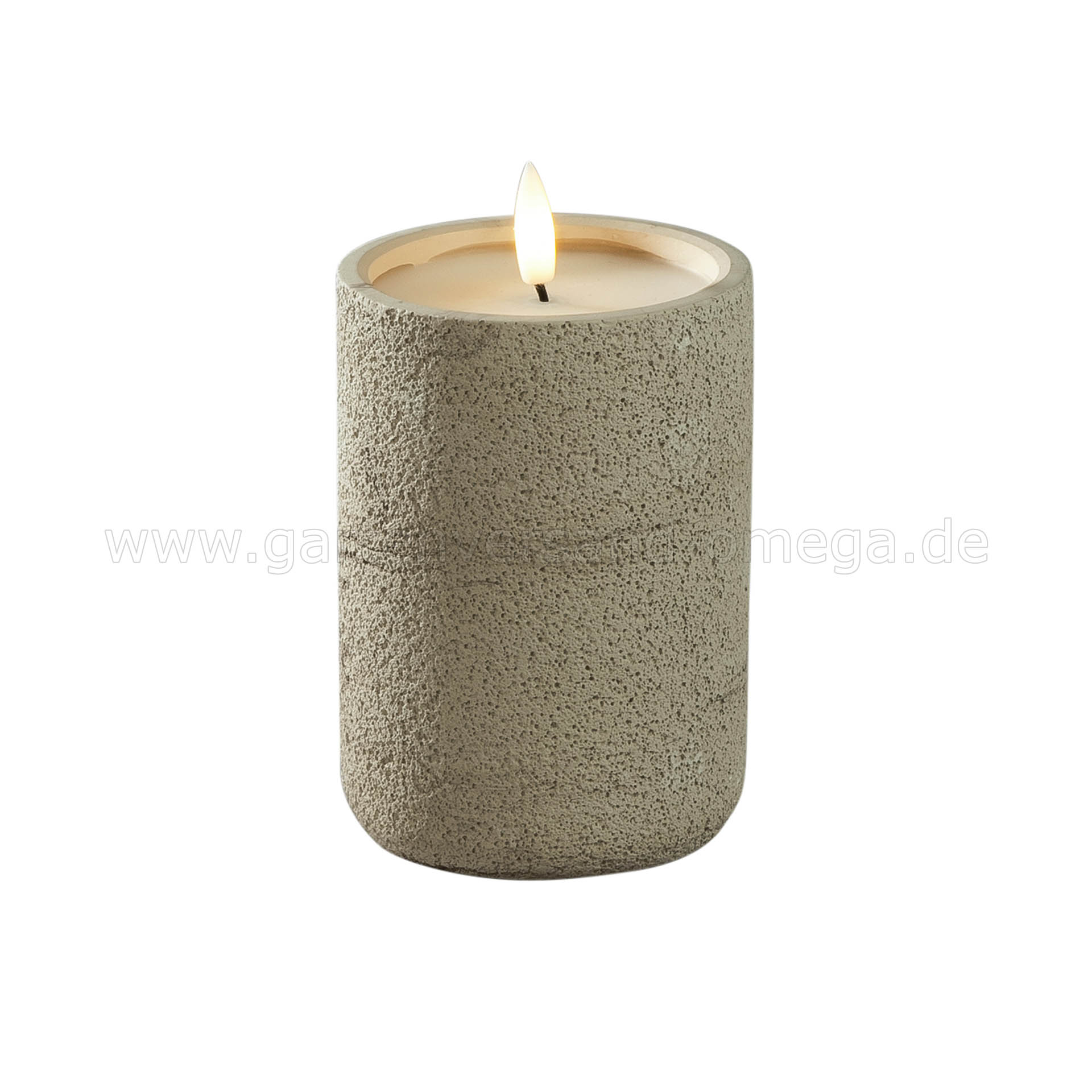 LED Kerze Betonoptik Beige mit Timer 12,3cm