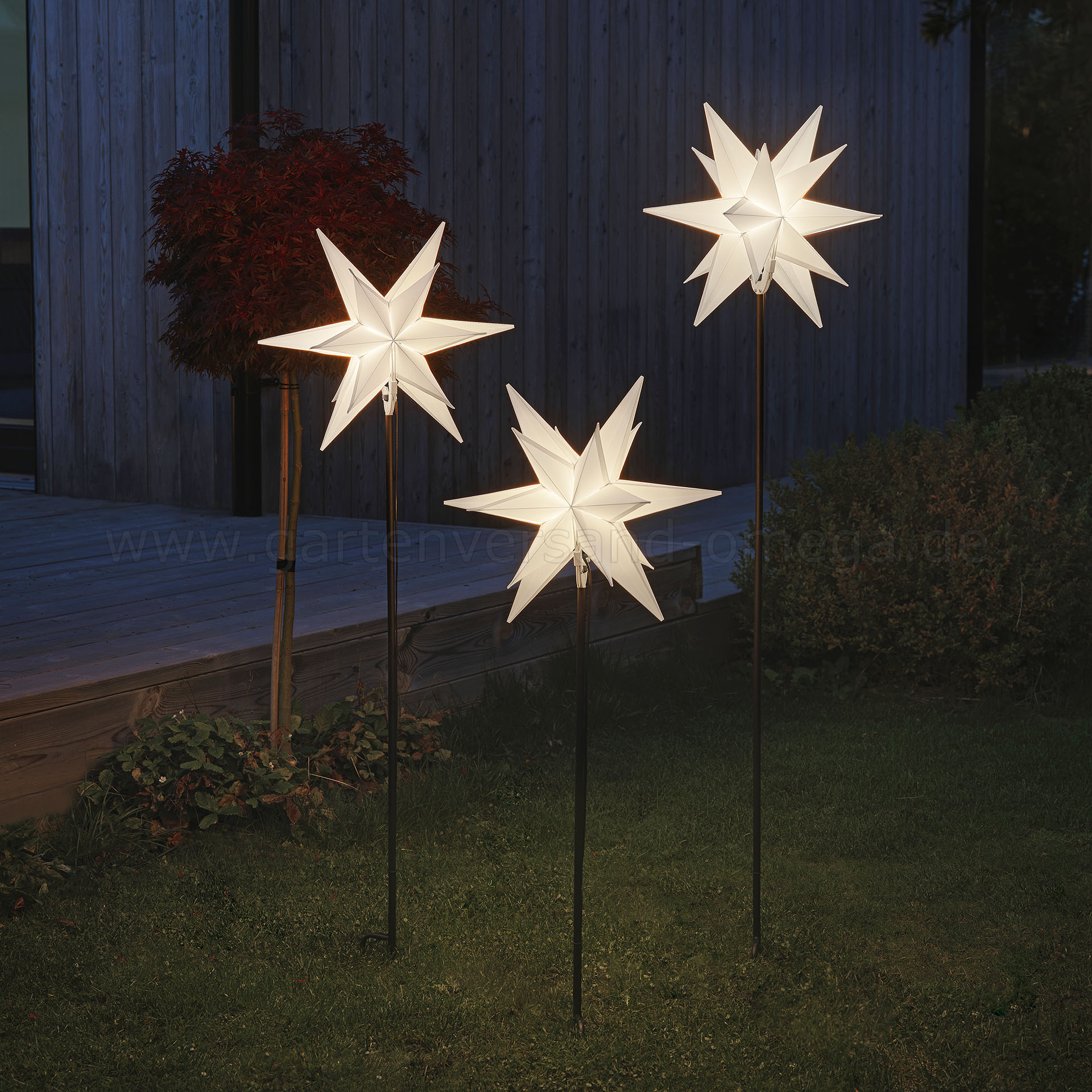 3D LED-Kunststoffsterne mit Erdspieß
