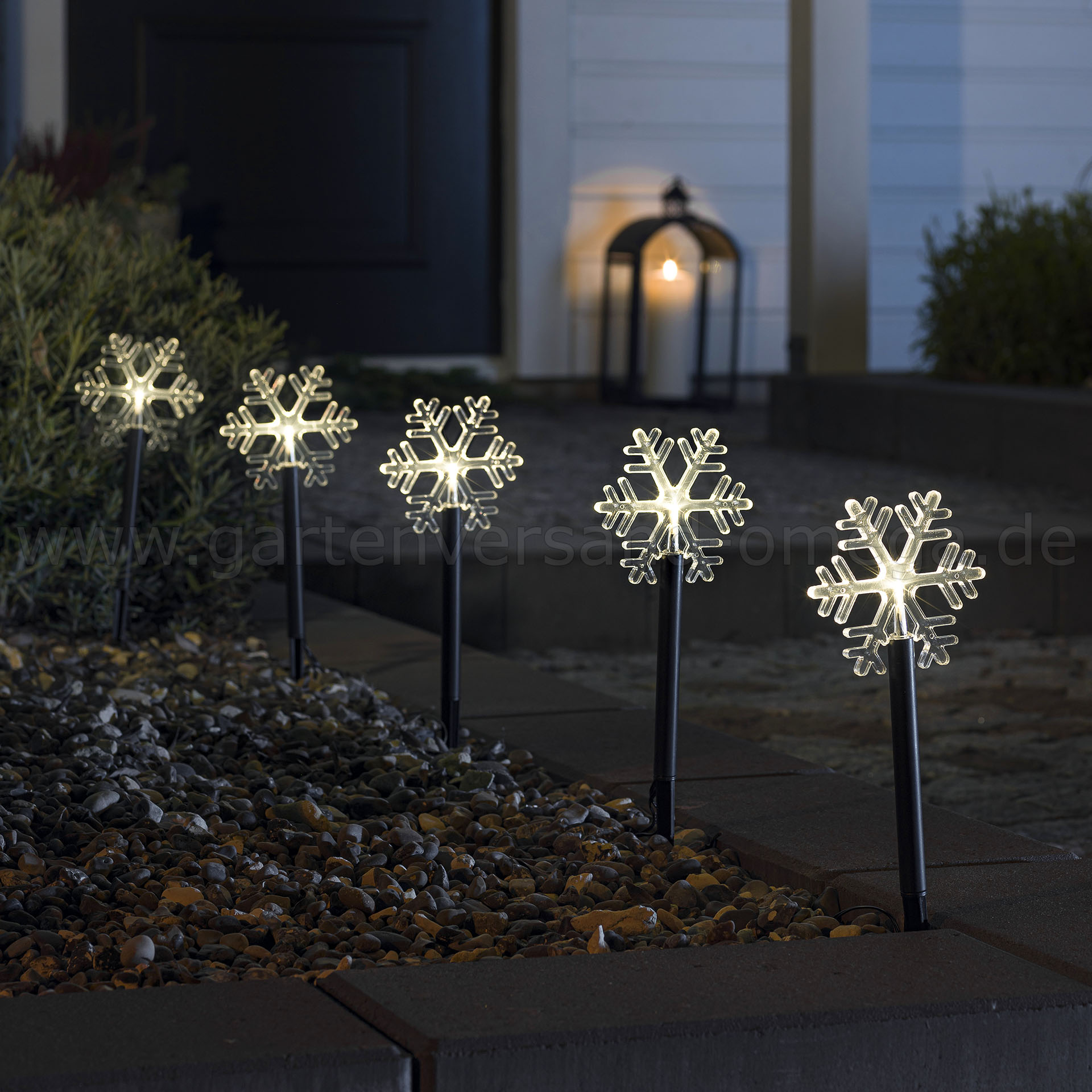 LED-Spießleuchte mit Schneeflocken