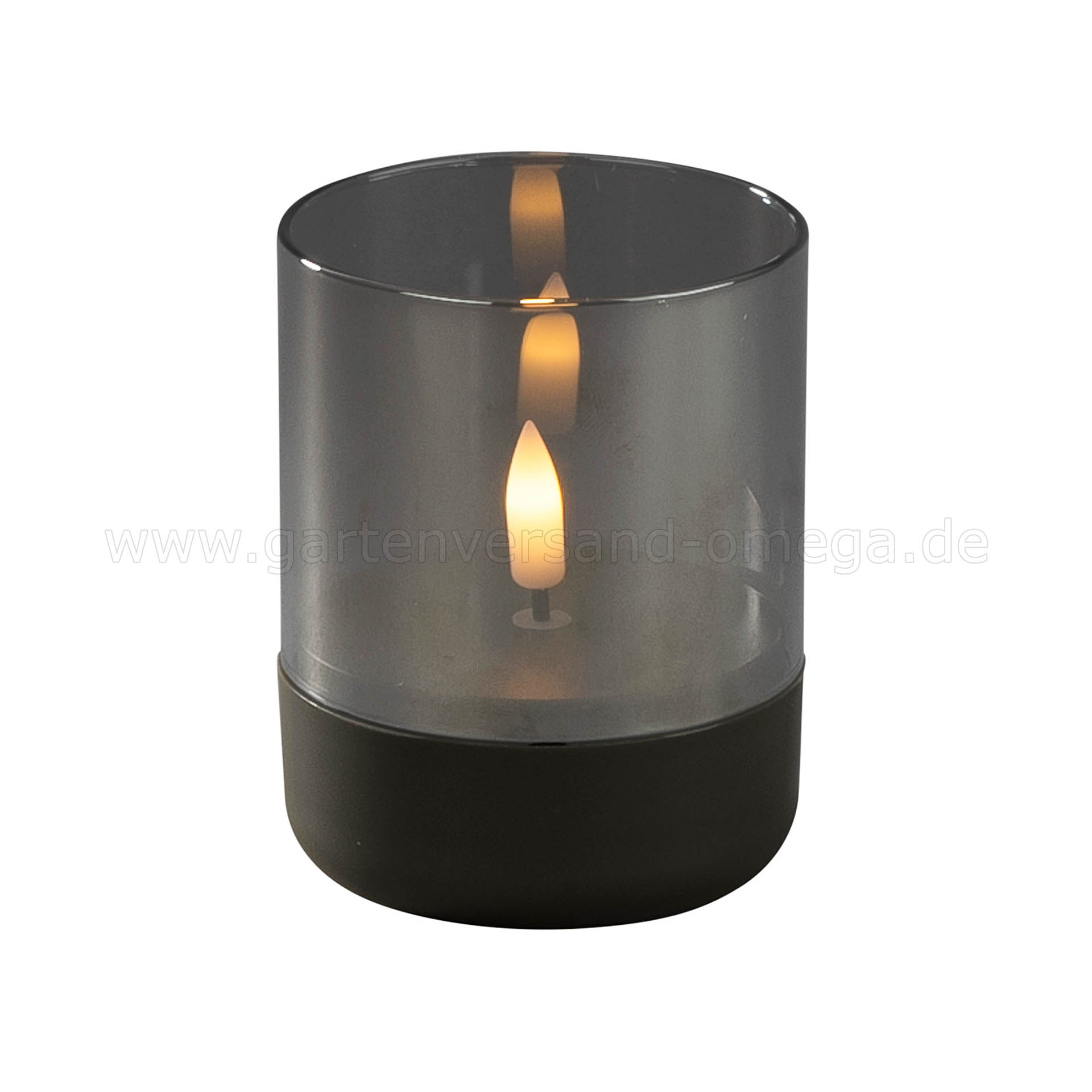 LED Kerze im Rauchglas Grau