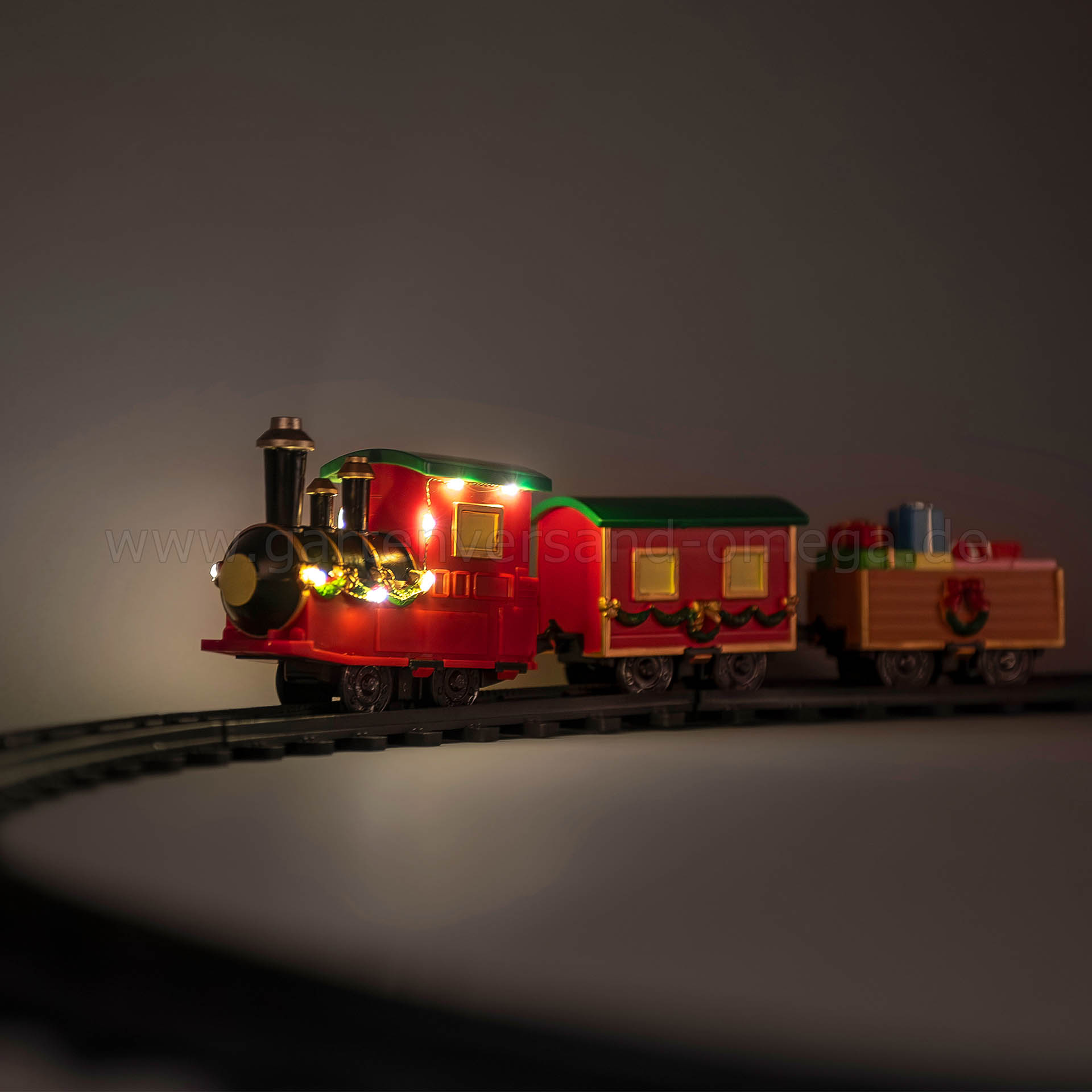 LED-Weihnachtseisenbahn 106cm mit Sound und Timer - Beleuchtete Weihnachtseisenbahn
