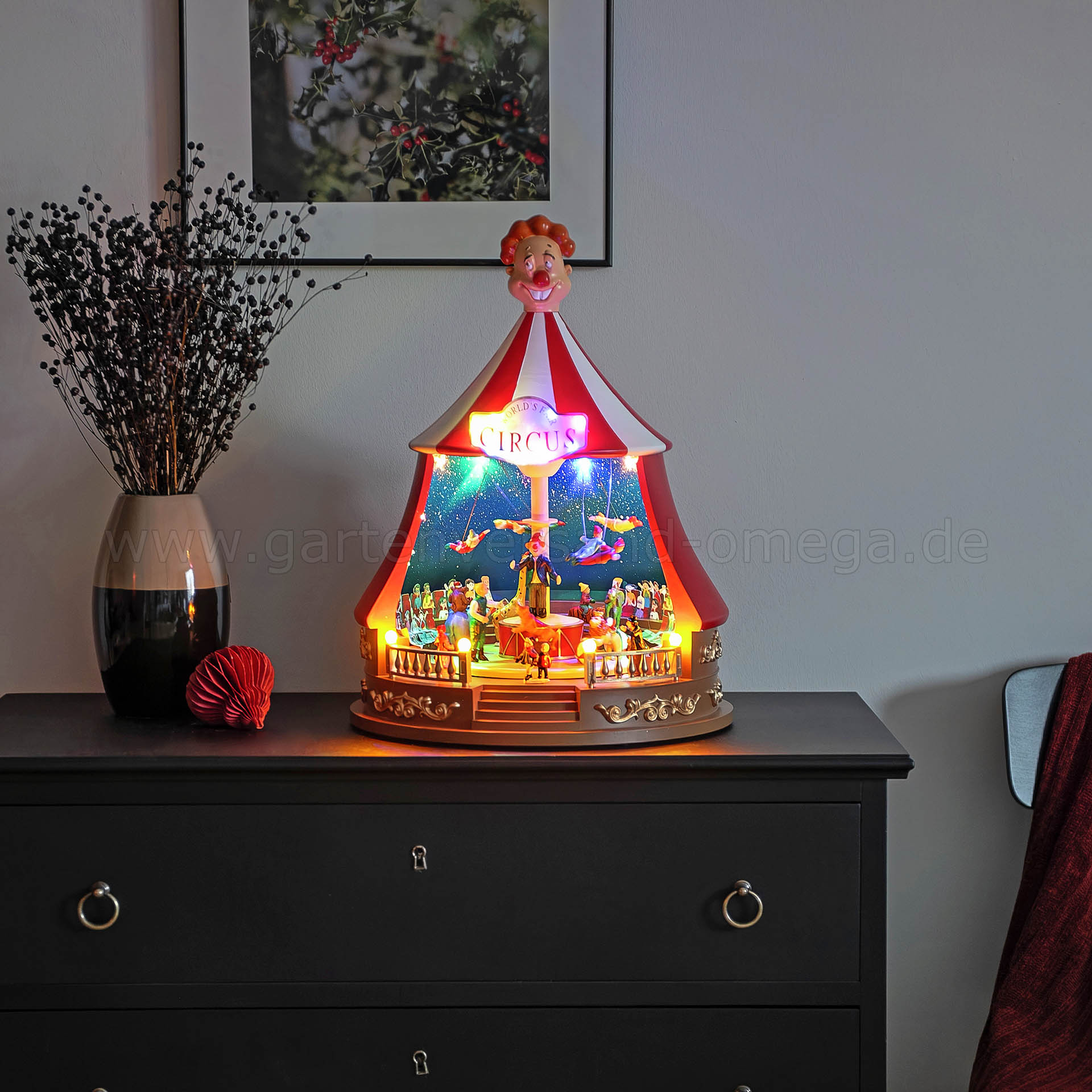 LED Szenerie Zirkuszelt mit Bewegung und Musik - Weihnachtszirkus Figuren rotierend