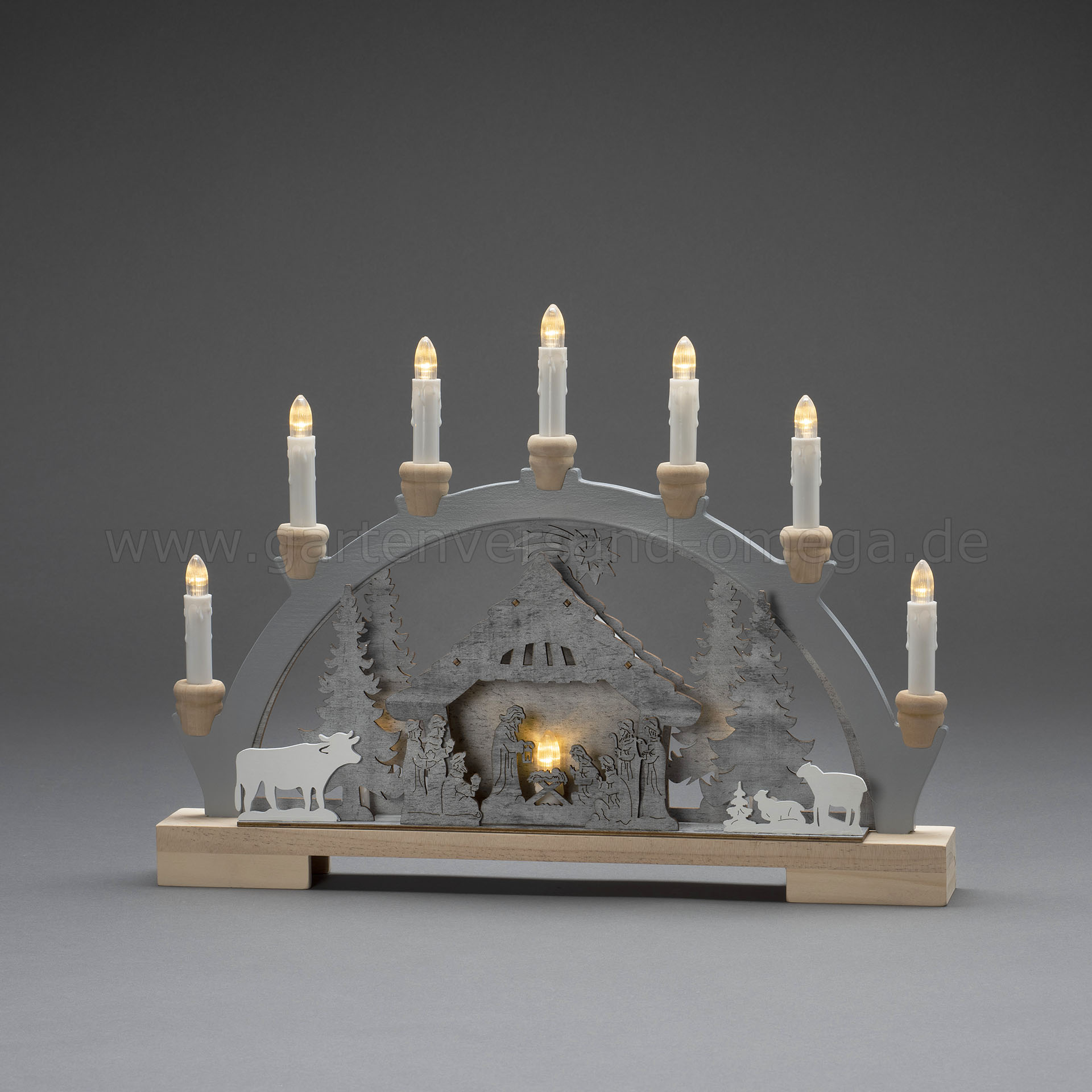LED-Holzsilhouette Krippe - Weihnachtsbeleuchtung mit Krippenmotiv