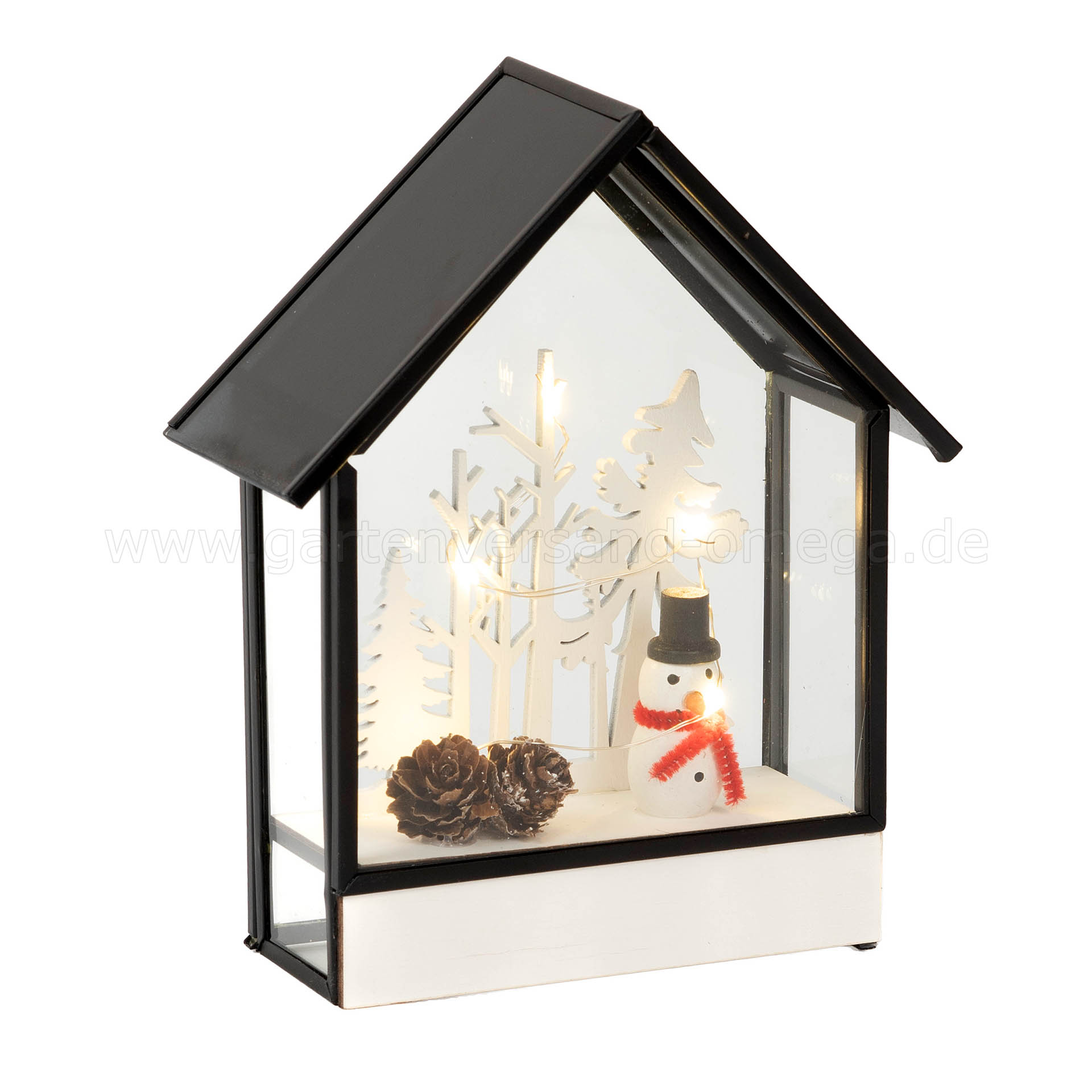 LED-Glashaus Winterlandschaft Schneemann