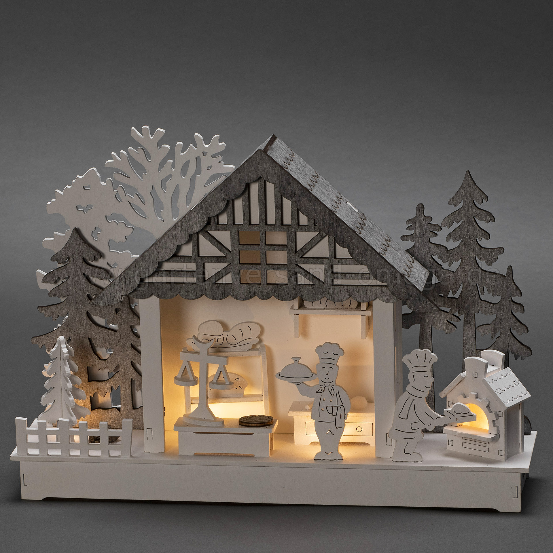 LED-Holzsilhouette Bäckerei