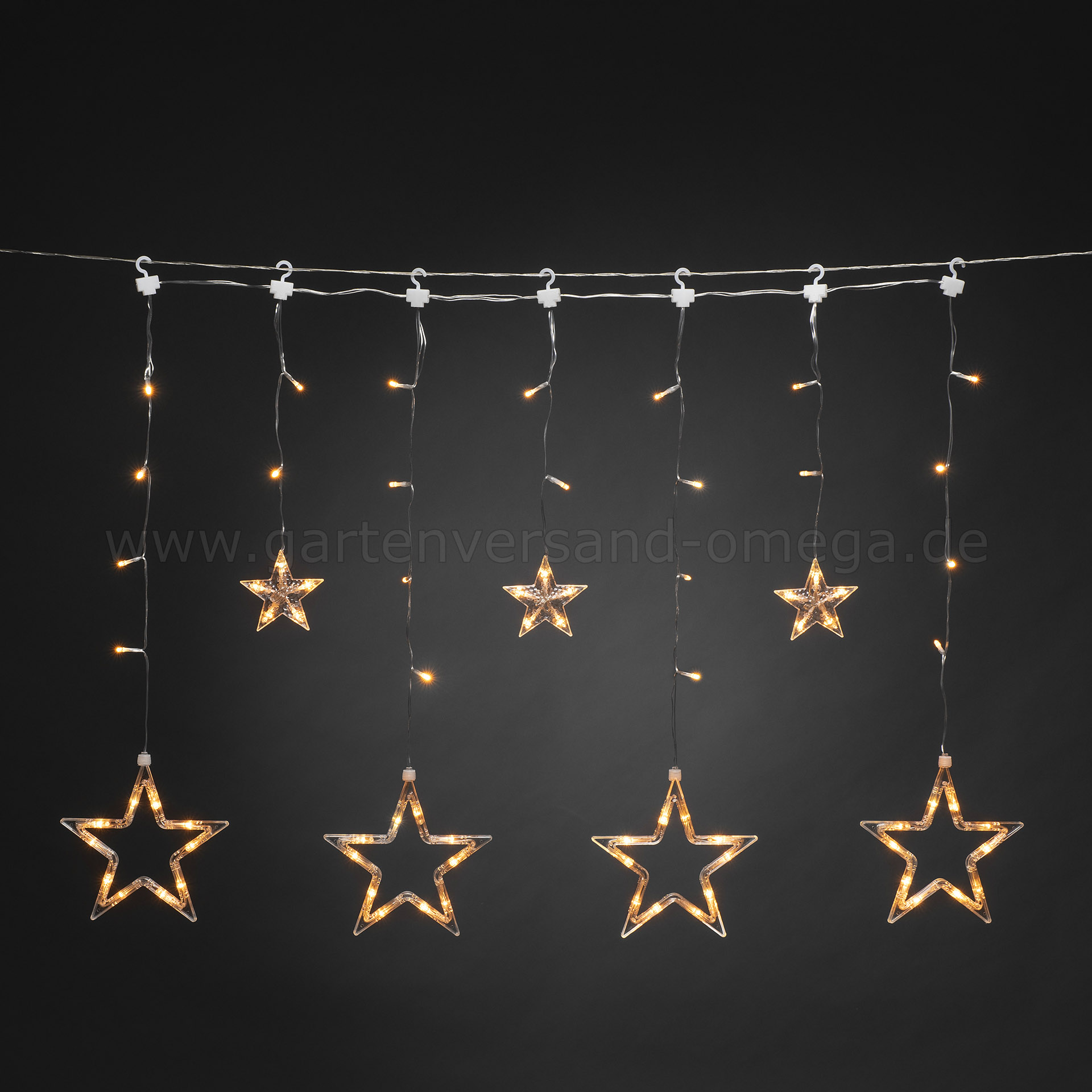 LED-Lichtervorhang kleine und große Sterne