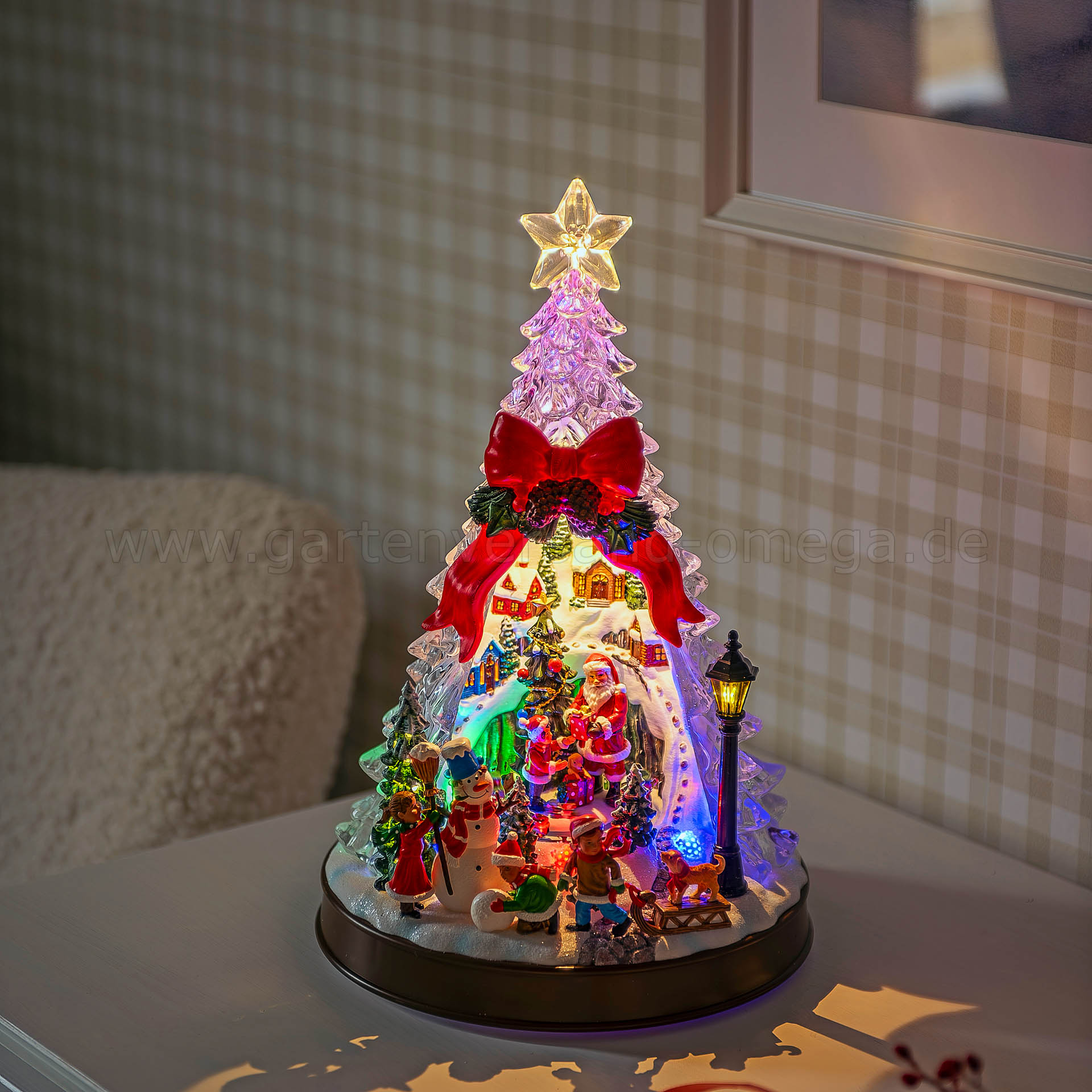 LED Szenerie Weihnachtsbaum mit Bewegung Musik und Timer - Tischdeko Weihnachten beleuchtet