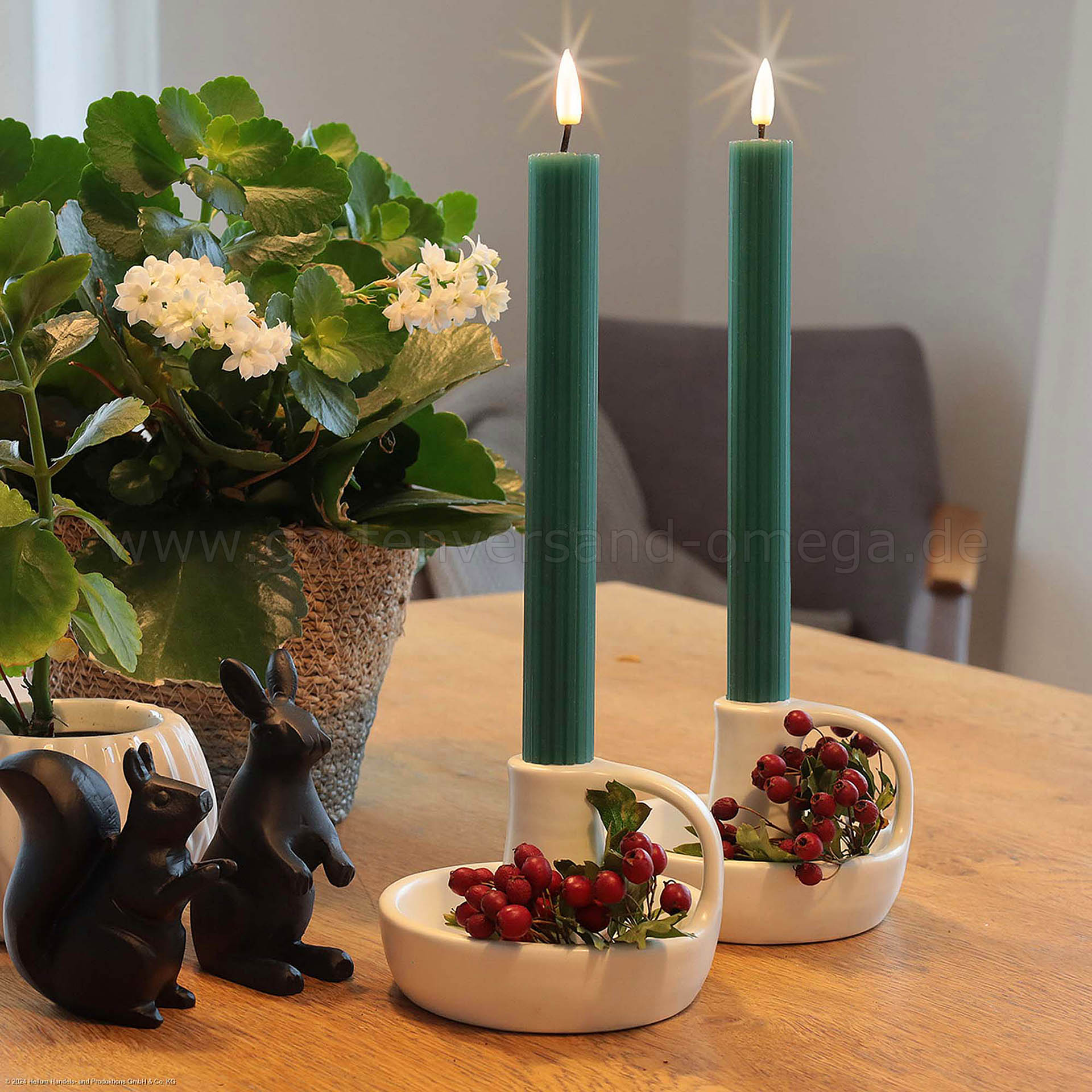 LED Stabkerzen 2er Set Grün