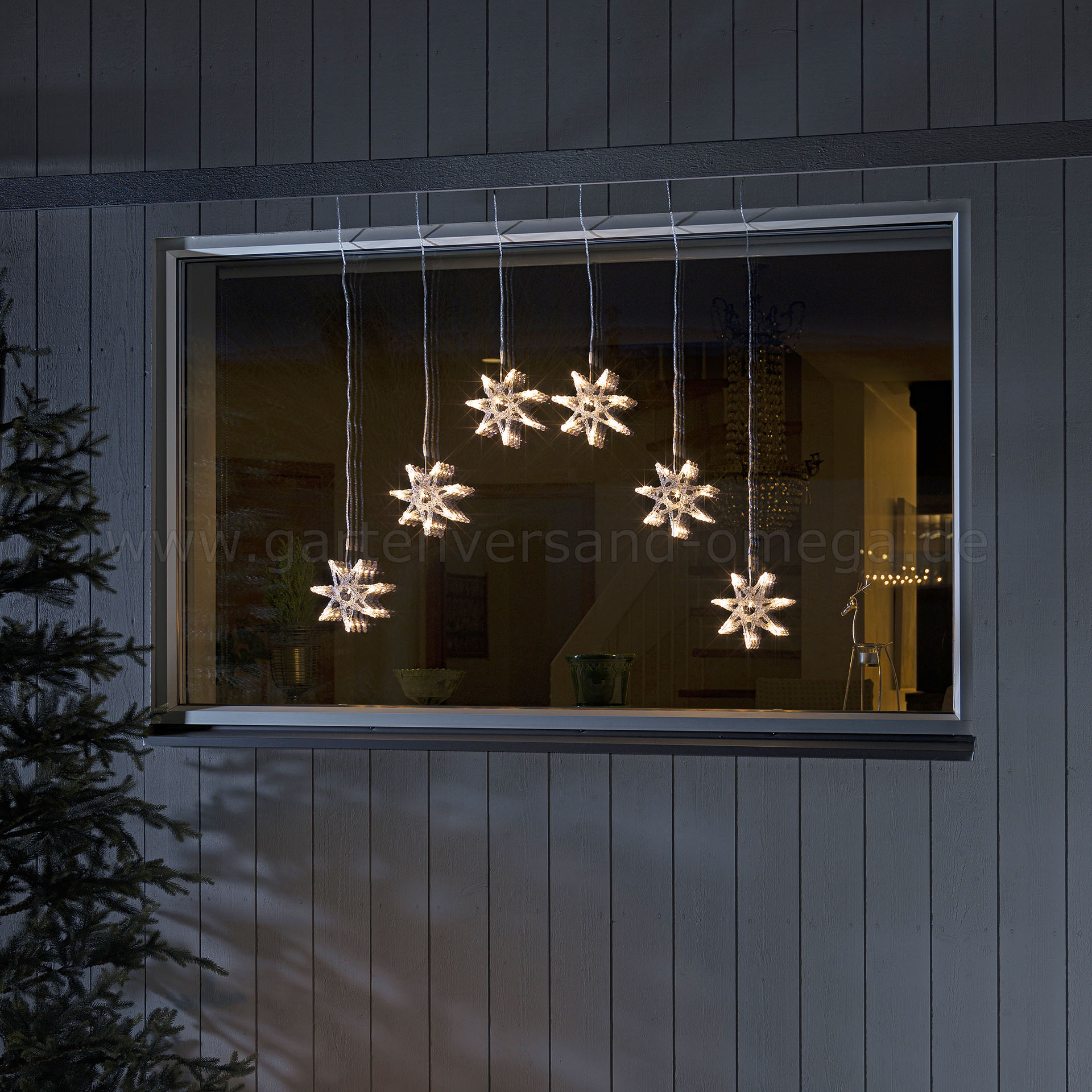 LED Lichtervorhang für Außen mit Sternen