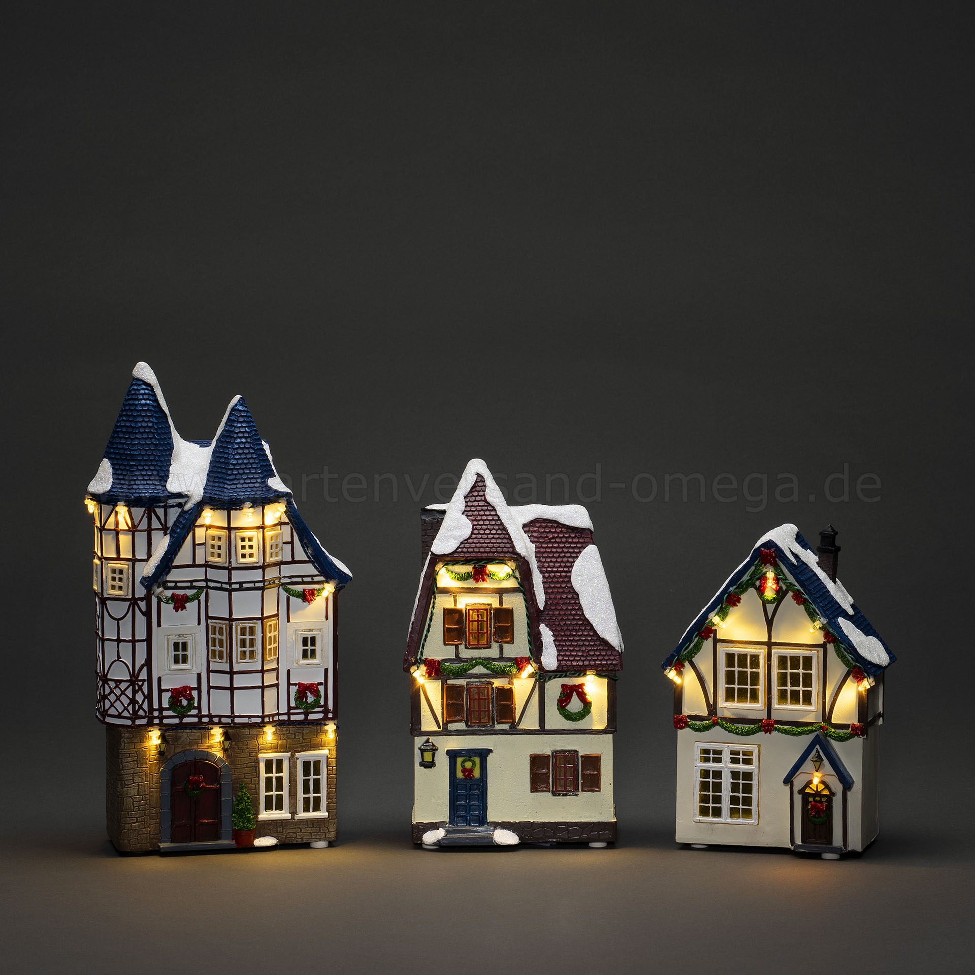 LED-Häuser 3er Set Warm-Weiß