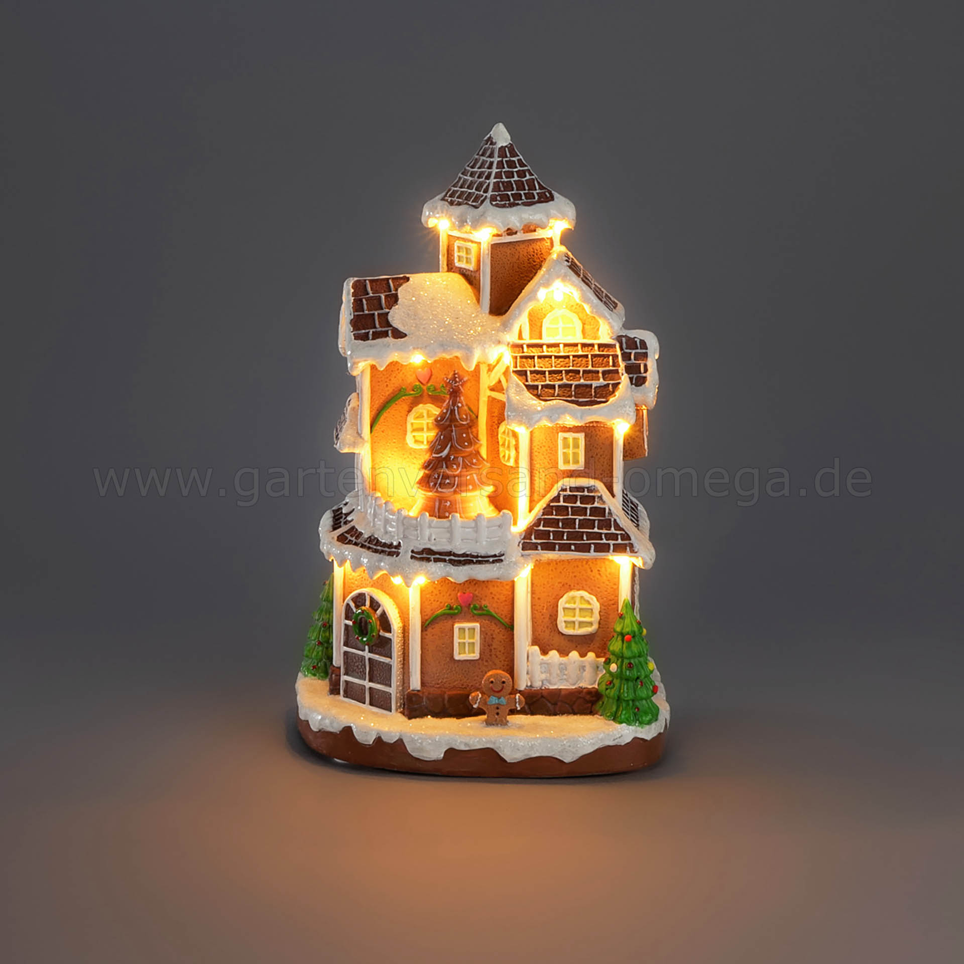LED-Fiberoptikhaus Lebkuchenhaus mit rotierendem Weihnachtsbaum