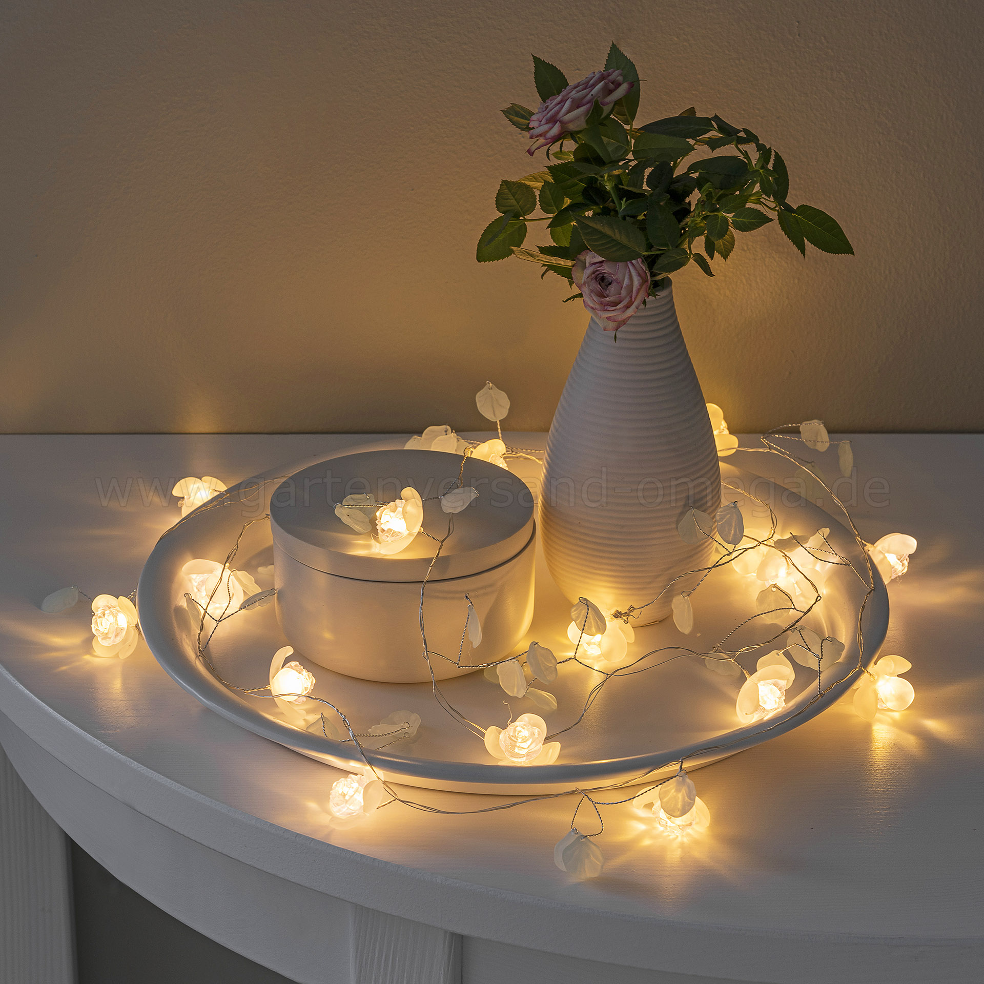 KOBOKO Blumen-Lichterkette 1,5m Mit 10 LEDs – Glasfaser, Warmweiß, Batteriebetrieben (2x AA), Für Innen & Außen, Deko Für Hochzeit, Geburtstag, Weihnachten