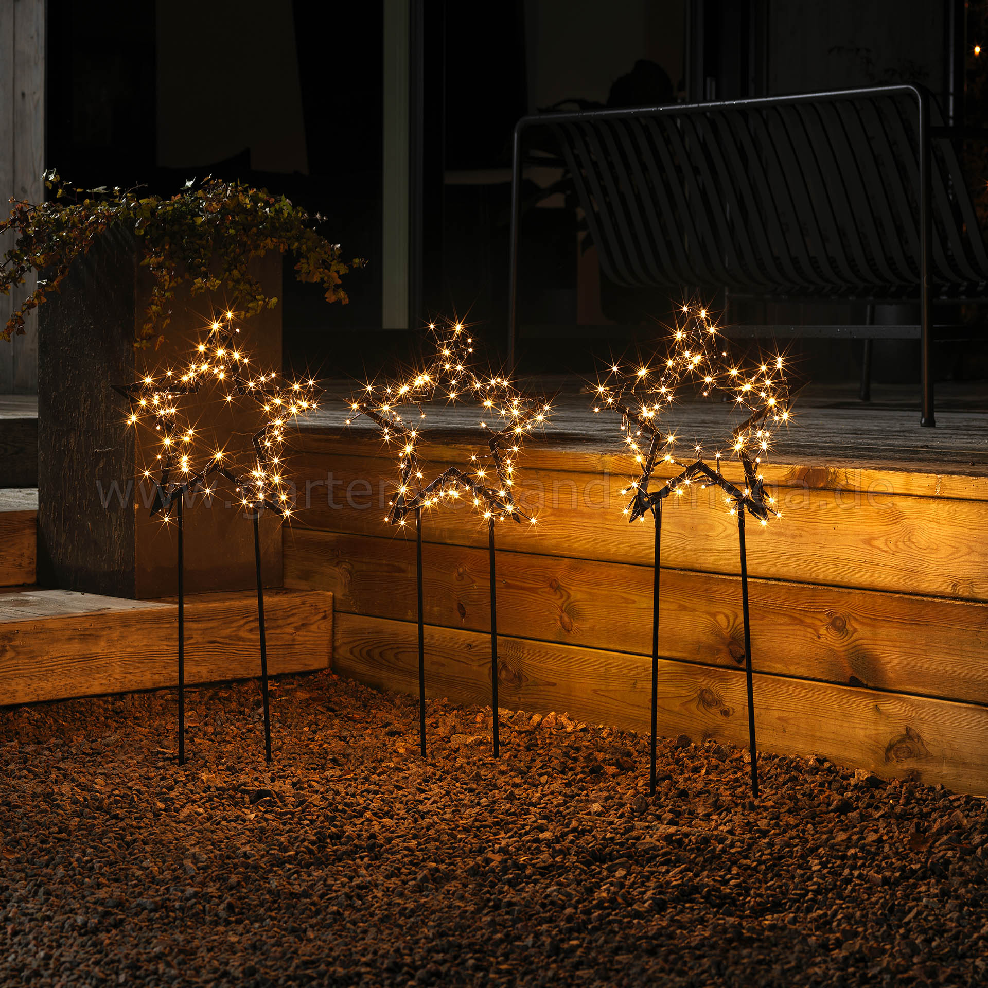 LED-Metallsterne Outdoor 3er Set