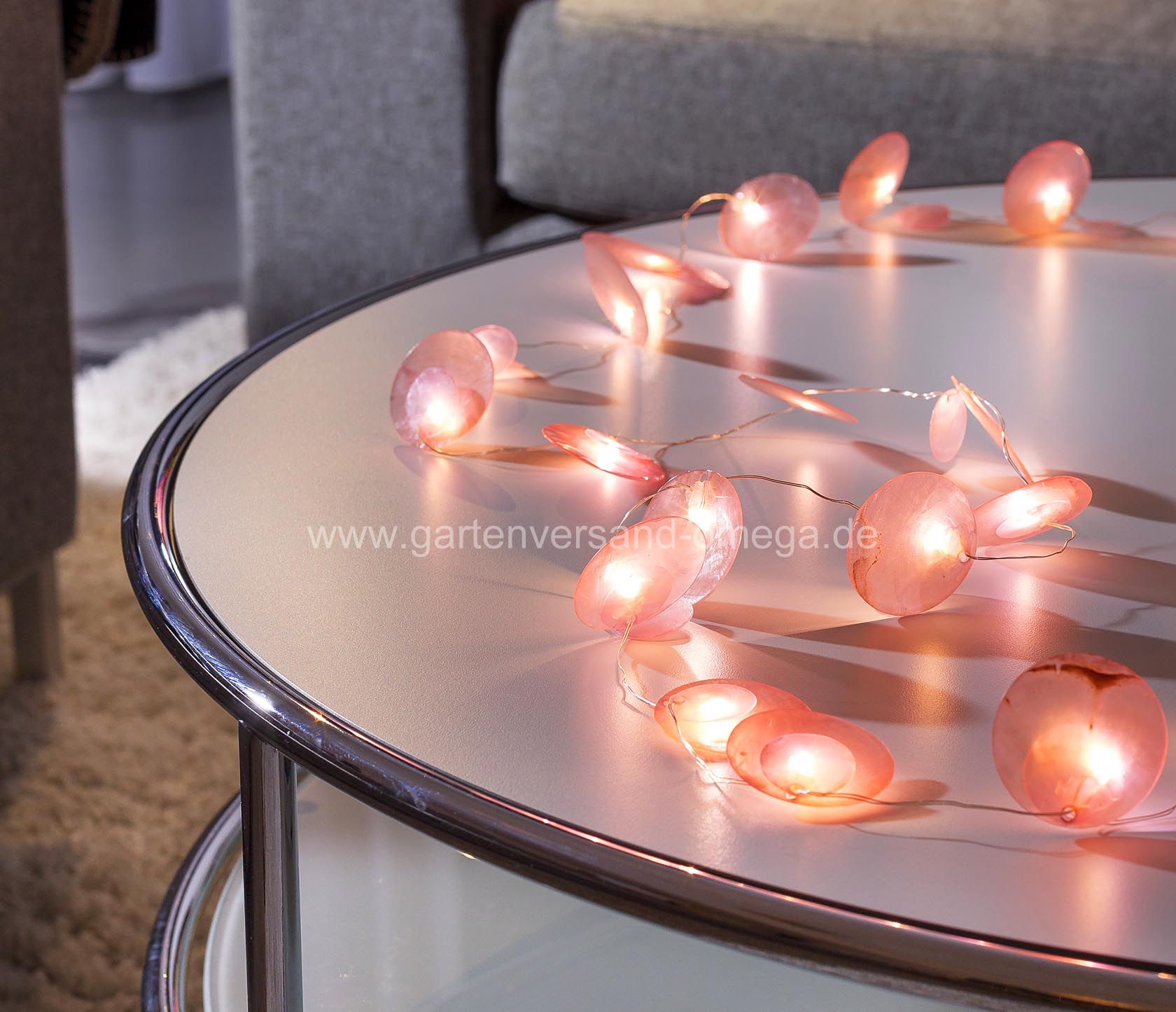 Gestaltungsidee LED-Dekolichterkette mit Perlmuttblättchen