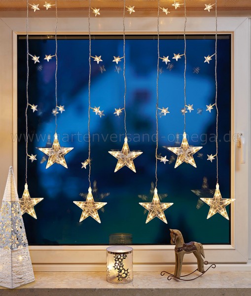 LED Sternenvorhang Warm-Weiß - Weihnachtsbeleuchtung am Fenster