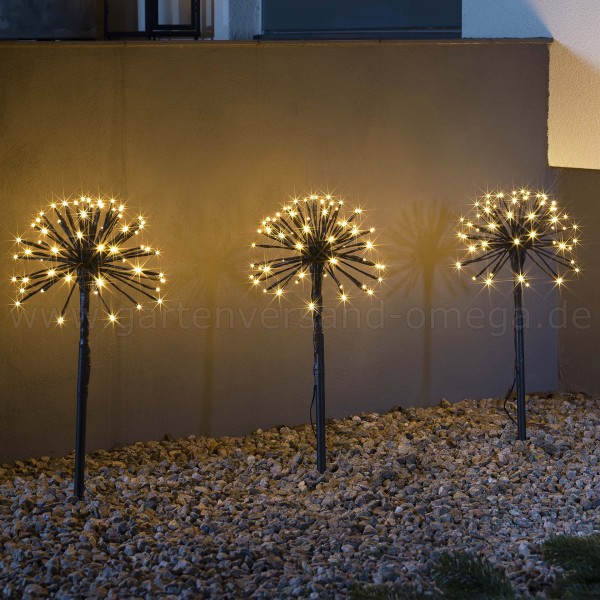 LED-Spießleuchte mit 3 Pusteblumen - LED-Pusteblume Leuchtstäbe