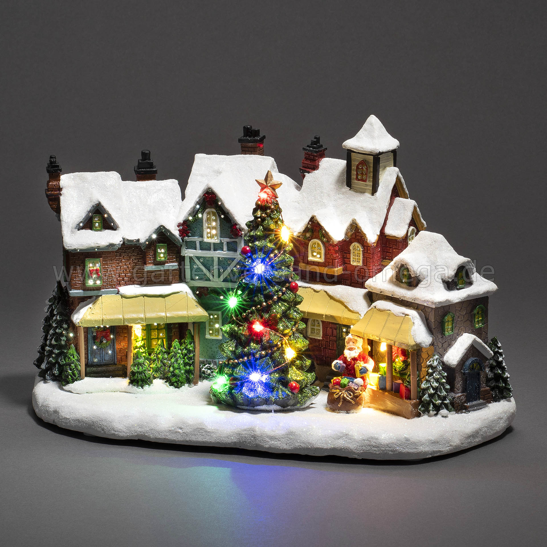 LED Weihnachtsdeko LED-Fiberoptikhaus mit Tischdeko Fensterbrett, Fiberoptikdekoration Omega Deko-Häuschen, mit | Weihnachten, LED-Szenerie, Haus, das Gartenversand Dorfszene Weihnachtsbeleuchtung beleuchtet, Musik, Weihnachtshäuschen Glasfaser für -