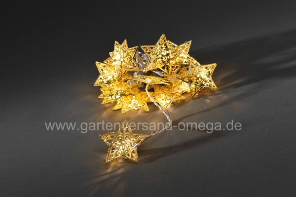 LED-Lichterkette mit goldenen Metallsternen