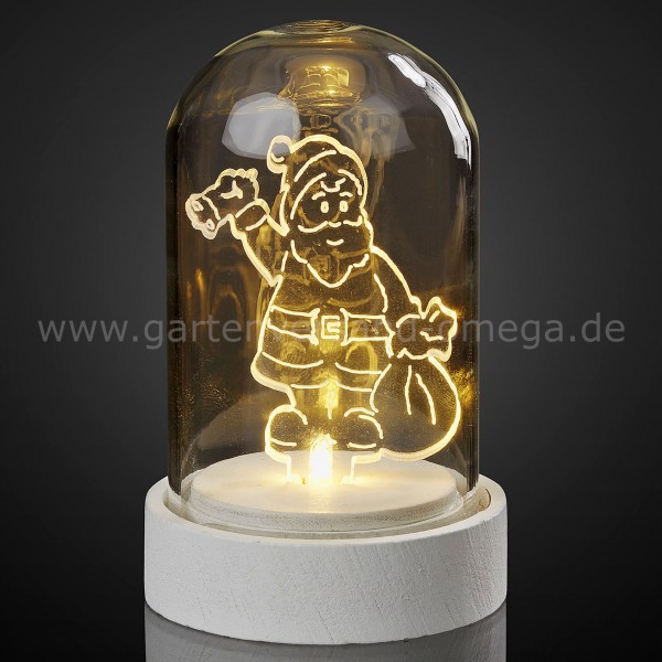 LED-Glasglocke mit Acryl-Weihnachtsmann