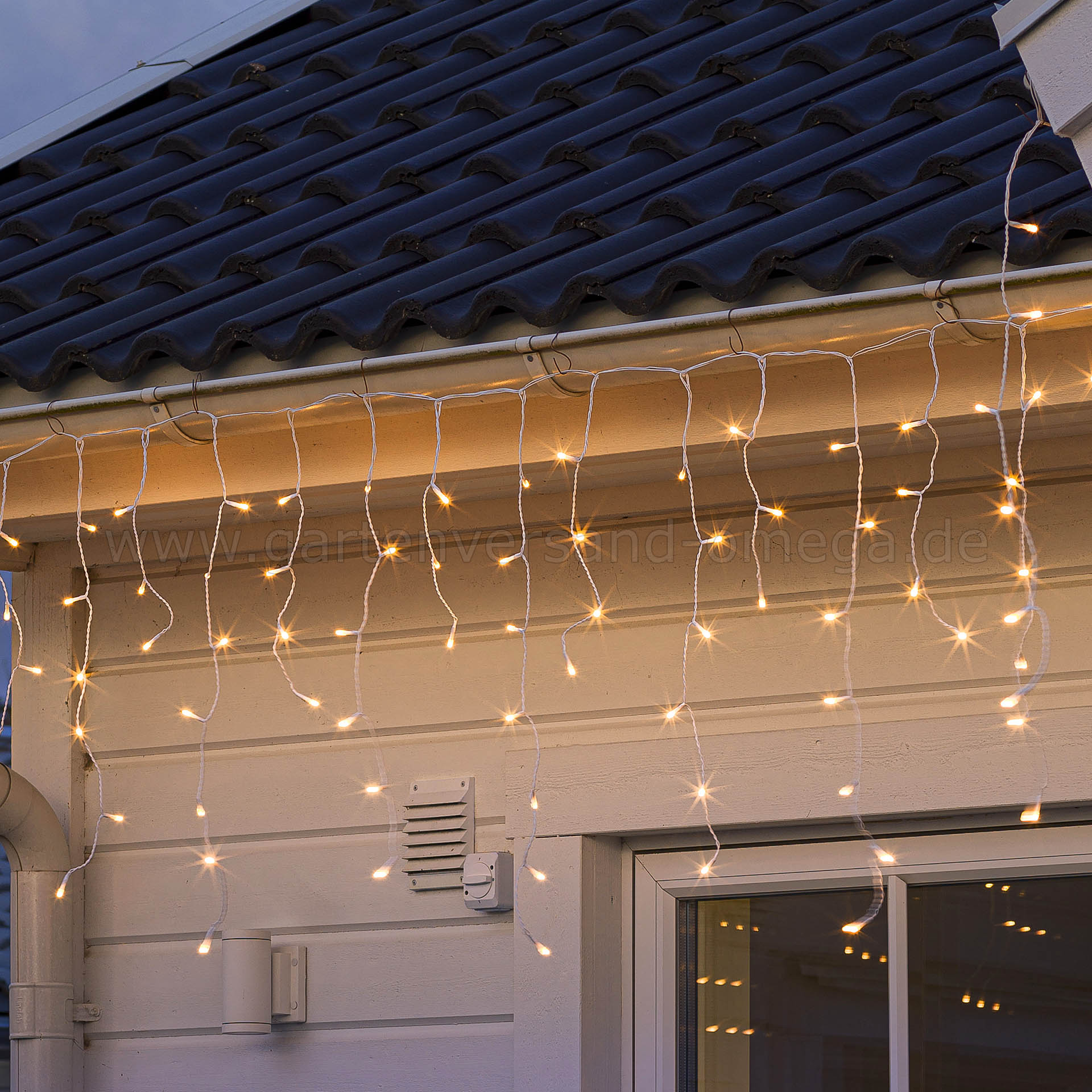 Glimmereffekt LED-Lichtvorhang Eisregenvorhang Dachrinnen, gefrostet - Lichtfarbe, warme Weihnachtsaußenbeleuchtung Lichterkette blinkend Lichterkettenvorhang, Eisregen-Lichterkette, Lichtervorhang für Lichteffekt, Dachrinnenlichterkette, LED