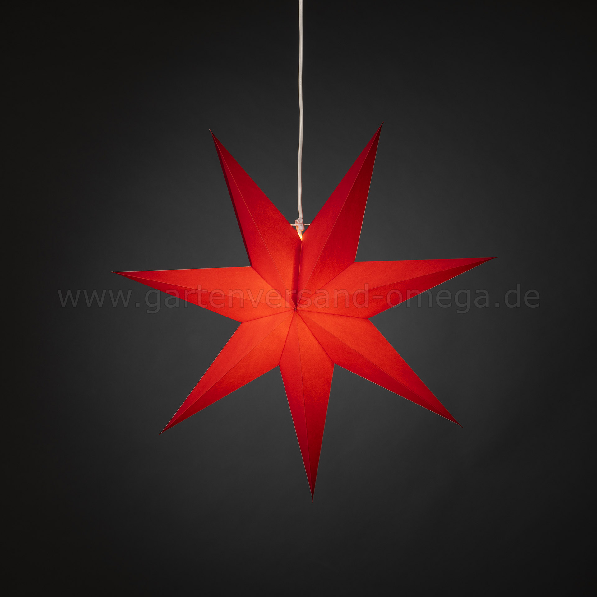Roter Papierstern 7 Zacken - Stern aus Papier Fenster,  Weihnachtsbeleuchtung, Leuchtender Stern, Papierstern beleuchtet, Deko-Stern,  beleuchteter Weihnachtsstern, Fensterdekoration Weihnachten,  Winterdekoration | Gartenversand Omega