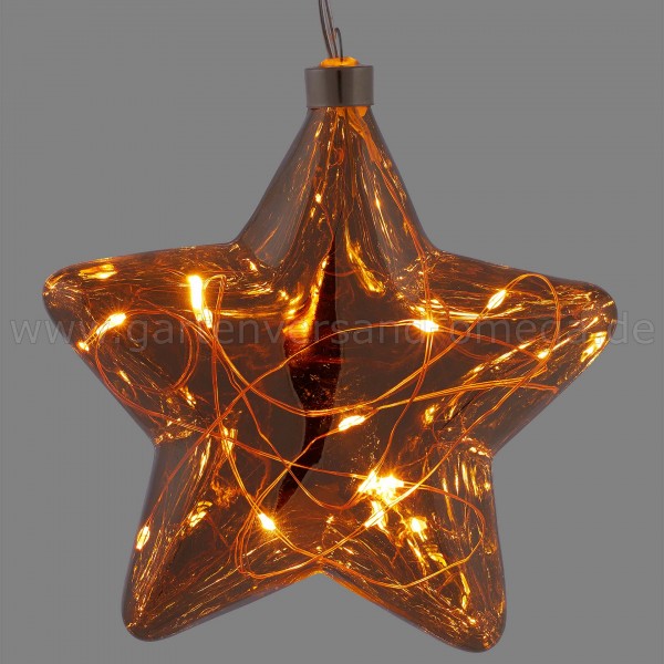 Glas-Stern mit LED-Lichterkette - Weihnachtsstern beleuchtet