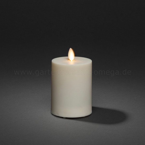 LED-Kerze für Außen Cremeweiß mit 3D Flamme 13cm