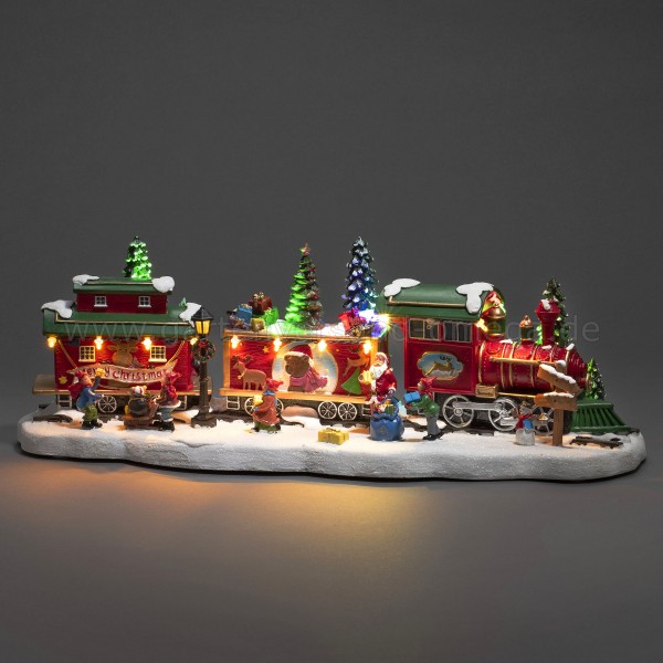 LED-Szenerie Zug mit Waggons und rotierendem Weihnachtsbaum